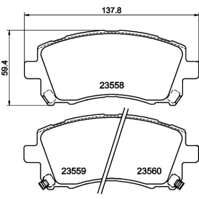 Abbildung von HELLA 8DB 355 017 291 Bremsbelagsatz mit akustischer Verschleißwarnung SUBARU: Impreza II Kombi, Limousine, Outback III