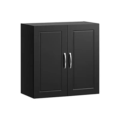 Abbildung von SoBuy FRG231 SCH Hängeschrank Badschrank mit Zwei Türen Küchenschrank Medizinschrank Wandschrank Badmöbel Schwarz BHT ca: 60x60x30cm