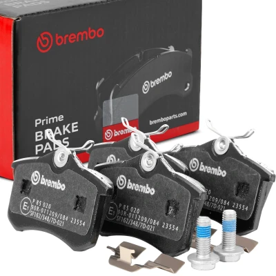 Abbildung von BREMBO P 85 020 Bremsbelagsatz exkl. Verschleißwarnkontakt mit Bremssattelschrauben Zubehör VOLKSWAGEN: Golf 5 Variant, Bora Variant kfzteile,
