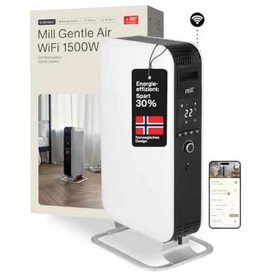 Abbildung von Der Ölradiator Mill Gentle Air 1500 W WiFi wärmt Räume bis zu 31 m². Mit WLAN und 3 Leistungsstufen.