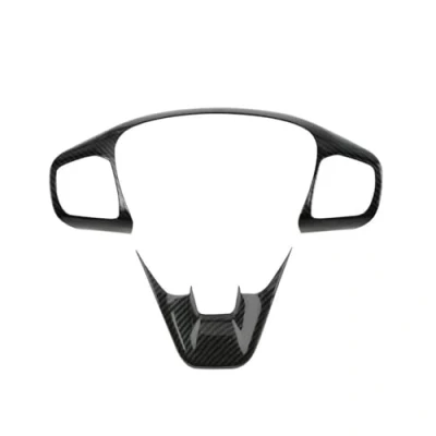 Abbildung von Auto Lenkrad Für F&amp;ord Focus Mk4 2019 2020 2021 ST Line Lenkradabdeckung Zierleisten Knopfrahmen Styling(Kohlefaser schwarz)