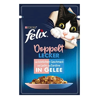 Abbildung von FELIX So gut wie es aussieht Doppelt Lecker Katzenfutter nass in Gelee, mit Lachs &amp; Sardine, 26er Pack (26 x 85g)