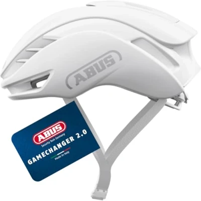 Abbildung von ABUS Rennradhelm Gamechanger 2.0 High Performance Aerohelm mit optimierter Aerodynamik und Belüftung für Damen Herren Größe L, Pure White