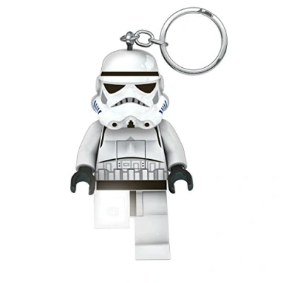 Abbildung von IQ Lego Star Wars Stormtrooper Schlüsselanhänger mit LED Taschenlampe Spielzeuggeschenke für Kinder 76 mm große Figur 2 CR2025 Batterien enthalten