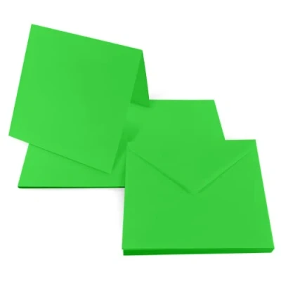 Abbildung von Netuno 25 Faltkarten + quadratische Umschläge 14 x cm Rainbow Grün Karten Set mit Brief Hüllen Karteikarten gefaltet Kartenpaket Klapp Umschlag quadratisch bunt