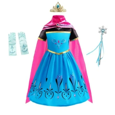Abbildung von Lito Angels Prinzessin ELSA Krönung Kostüm Kleid für Kleinkind Mädchen, Eiskönigin Schneekönigin Krönungskleid Verkleidung mit Umhang und Zubehör Größe 18 24 Monate 92
