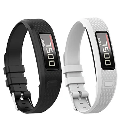 Abbildung von Yikamosi Kompatibel mit Garmin vivofit 1/vivofit 2 Armband,Soft Silikon Watch Armband Atmungsaktiv Ersatz Strap für 2(Large,Balck+White)