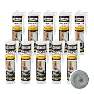 Abbildung von Isolbau Zement Fix 10 x 300 ml Betongrau Express Reperaturmörtel Dichtungsmasse für Fugen &amp; Risse im Innen Außenbereich, Kartusche