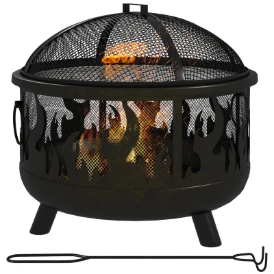 Abbildung von Feuerschale Feuerkorb Feuerstelle mit Funkenschutz Grillrost Garten BBQ