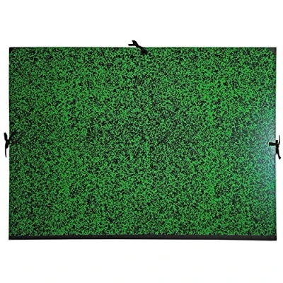 Abbildung von Exacompta 533000E Zeichenmappe Annonay für 50 x 75cm mit Verschlußband Aus Stoff. extra starkem Karton 3cm Rückenbreite schwarz grün marmoriert ideal zum transportieren und aufbewahren