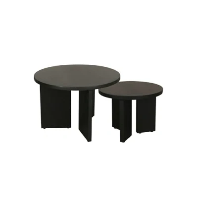 Abbildung von byLIVING Couchtisch &quot;Round&quot;, (Set), aus 2,5cm starkem Massivholz schwarz, einzeln oder im Set stellbar