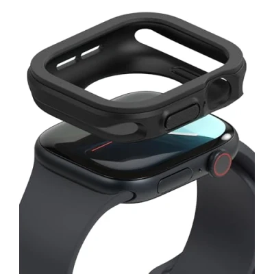 Abbildung von Ringke Air Sports Kompatibel mit Apple Watch 10 42mm Schutzhülle, Weich Flexibel Robuster Stoßfester TPU Bumper Erhöhtes Rand Rahmen Schutzknopf Hülle Black
