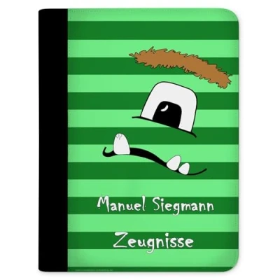 Abbildung von CreaDesign, Kinder Zeugnismappe mit Namen personalisiert, Zeugnis Mappe Monster Grün 10 Klarsichthüllen, A4, 26,7 x 32,7 1 cm, Rücken schwarz