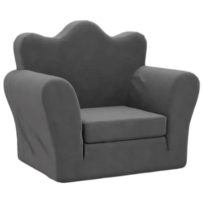 Abbildung von vidaXL Schlafsofa für Kinder, 2 in 1 Kindersofa mit Schlaffunktion, Kindersessel Sofa Abnehmbarer Bezug, Kindercouch Couch Kindermöbel, Anthrazit Weich Plüsch
