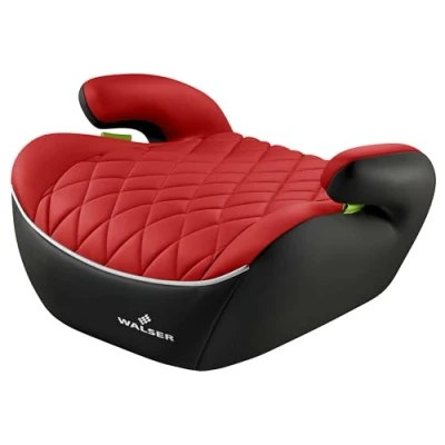 Abbildung von WALSER Premium Kinder Sitzerhöhung Auto, Qualitätssieger Sehr Gut* Kindersitz Auto 125 150 cm, Kindersitzerhöhung Andy neueste Norm 2024 ECE R 129, schmal schwarz/rot