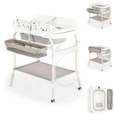 Abbildung von Cangaroo Babybadewanne Wickeltisch 2in1, Garda Thermometer Räder Wickelauflage
