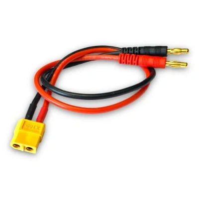 Abbildung von 1x Stück Original Premium Ladekabel XT60 Buchse Female für Lipo Akku Stecker 4mm Bananenstecker Goldstecker 30cm 14AWG Kabel von Mr.Stecker Modellbau®