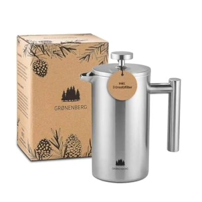 Abbildung von Groenenberg French Press I Hochwertige Thermo mit Warmhalte Funktion Kaffeebereiter in verschiedenen Größen 300ml bis 1 Liter
