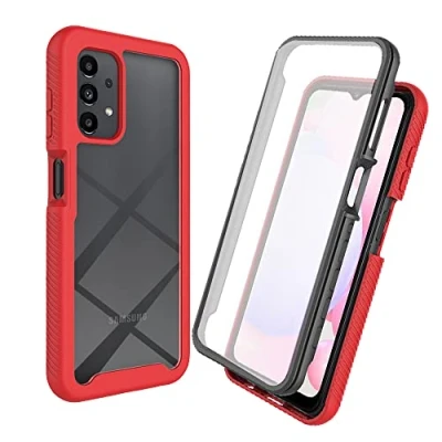 Abbildung von XINNI Hülle für Samsung Galaxy A23 4G(5G), 360 Grad Stoßfeste Schutzhülle mit Integriertem Bildschirmschutz, Robuster Bumper Outdoor Full Body Case, Rot