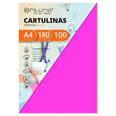 Abbildung von Pack 100 Cartulinas Color Fucsia Tamaño A4 180g