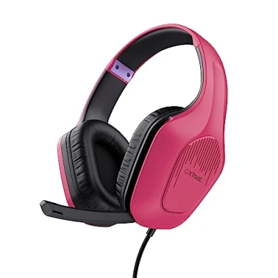 Abbildung von Trust Gaming GXT 415P Zirox Leichtes Headset mit 50 mm Treiber für PC, Xbox, PS4, PS5, Switch, Mobile, 2 m Kabel, 3,5 Audioanschluss, Over Ear Kopfhörer Kabel Rosa