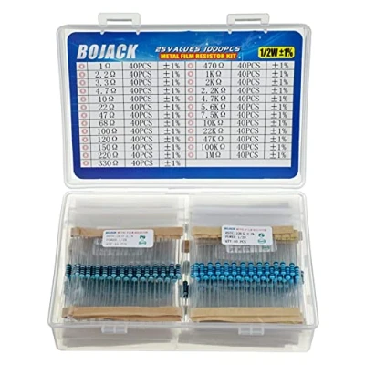 Abbildung von BOJACK Widerstände Sortiment Kit 1 Ohm 1M 1/2W Metallfilm Widerstand Resistor (25 Werte 1000 Stück)