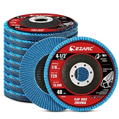 Abbildung von EZARC Flap Disc Ø 115mm x 22 mm, 10 Stück 40 körnige Profi Schleifscheiben für Metall oder Holz Winkelschleifer