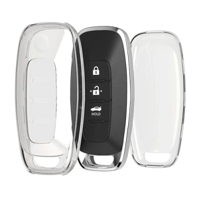 Abbildung von kwmobile Autoschlüssel Hülle kompatibel mit Nissan 3 Tasten Ariya B6 B9 X Trail T33 Qashqai Schlüsselhülle Silikon Cover Transparent