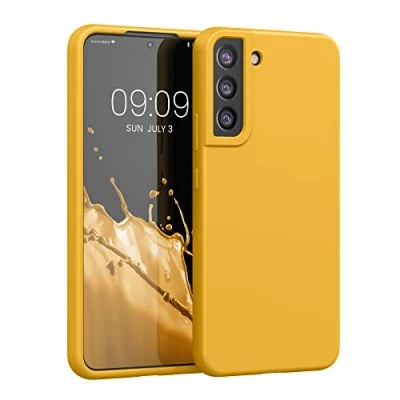 Abbildung von kwmobile Hülle kompatibel mit Samsung Galaxy S22 Plus Silikon Handy Case Handyhülle weiche Oberfläche kabelloses Laden Mango