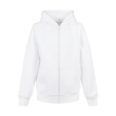 Abbildung von Build Your Brand Unisex Kinder BY188 Organic Basic Kids Zip Hoody Kapuzenpullover, White, 122/128
