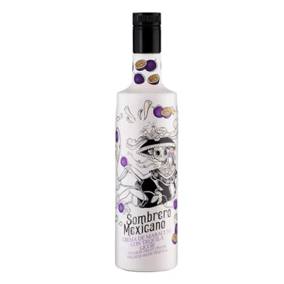 Abbildung von J. BORRAJO Maracuja Tequila Likör mit Sahne „Sombrero Mexicano“, 0,7 L, 15% Vol.