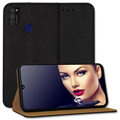 Abbildung von mtb more energy® Schutztasche Business kompatibel mit Samsung Galaxy M21 (M215), M30s (M307, 6.4&#039;&#039;) schwarz seitlich aufklappbar Schutz Case Wallet Cover Hülle