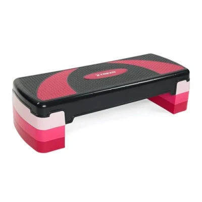 Abbildung von TREXO Aerobic Step 78 x 30 cm Für Cardio und Fitnesstraining Höhenverstellbar 10 20 Langlebig aus Polypropylen TPR Hochwertig Rosa