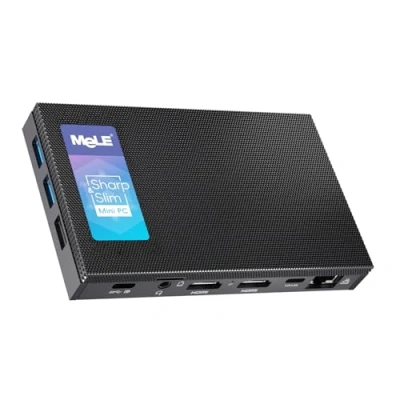 Abbildung von MeLE Quieter4C Lüfterloser Mini PC 12th Gen Alder Lake N100 (bis zu 3.4GHz, 4C/4T) 8GB LPDDR4x 256GB Schreibtisch Kleiner Computer Win 11 Pro 4K Dreifach Display Zweifach HDMI WiFi 5 BT5.1 Ethernet