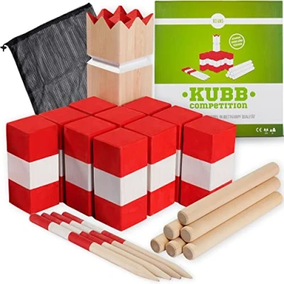 Abbildung von Ocean 5 Original Kubb Competition XXL Wikinger Spiel, Holz Birke Premium Holzspiel aus Massivholz Outdoor Schwedenschach für Kinder und Erwachsene Spiel extra groß