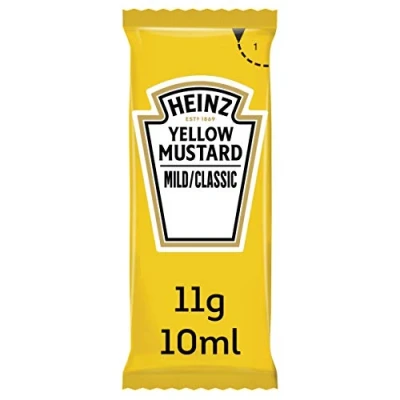 Abbildung von Gelber Senf Heinz yellow Mustard mild/classic 200 x 11g 10 ml.