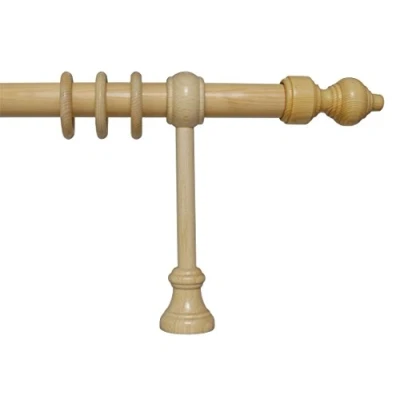 Abbildung von iso design Holz Vorhangstange Filigrano mit 28 mm Durchmesser in Kiefer, viele Größen, 240 cm mittig geteilt