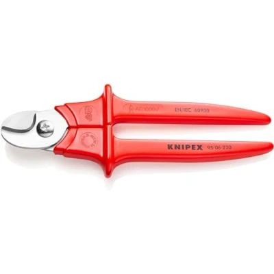 Abbildung von Knipex 95 06 230, Hand Kabelschneider, Rot, Edelstahl, 7 cm, Deutschland