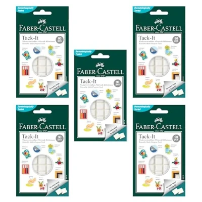 Abbildung von FABER CASTELL 205214 Klebemasse Tack It, 5 x 50 g, weiß, wiederverwendbare Klebepads