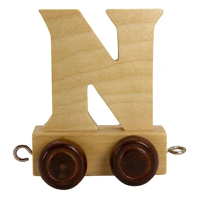 Abbildung von GICO Buchstabenzug aus Holz, Buchstaben Zug, Lok, Waggon, A Z, Wunschname (N)