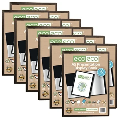 Abbildung von eco A5 50% Recycelt 40 Taschen Schwarz Farbe Päsentationsdisplay Book (Packung mit 12)