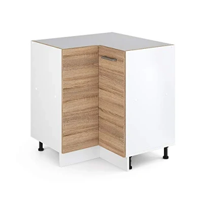 Abbildung von Vicco Eckunterschrank R Line, Sonoma/Weiß, 75.6 cm ohne Arbeitsplatte