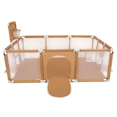 Abbildung von Selonis Laufstall Baby Großer Spielplatz Mit Keine Bälle Laufgitter Für Kinder, Beige
