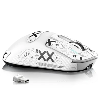 Abbildung von ATTACK SHARK X3MAX 49g SUPERLIGHT Mouse with Tape, PixArt PAW3950 Gaming Sensor, BT/2.4G Wireless/Wired Mouse, 6 Adjustable DPI 42000, 200 Hrs Battery, Office Mice for Win11/Xbox/PS/Mac (White)