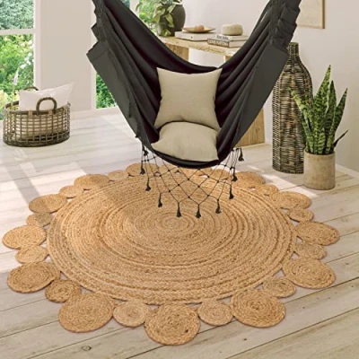 Abbildung von Paco Home Teppich &quot;Viborg 592&quot;, rund, handgefertigter Natur Teppich, Jute, Boho, Ethno