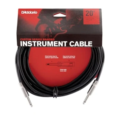 Abbildung von D&#039;Addario Custom Series Instrumentenkabel mit Flechtschirm, Schwarz, 6 m