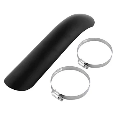 Abbildung von Motorrad Hitzeschild, Universal Auspuff Hitzeschutzblech, Auspuffrohr Stahl Hitzeschutzblech Kurve Abdeckung für Chopper, Cruiser (Schwarz)