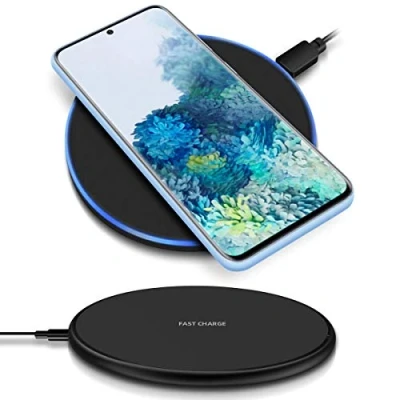 Abbildung von QI Wireless Ladestation kompatibel für Samsung Galaxy S20 Kabellos Charger Induktives Universal Schnellladegerät, Farben:Schwarz