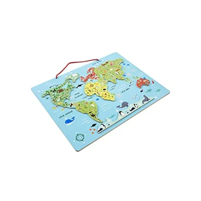 Abbildung von Vertbaudet Kinder Magnet Puzzle,Welt aus Holz FSC® Mehrfarbig ONE Size
