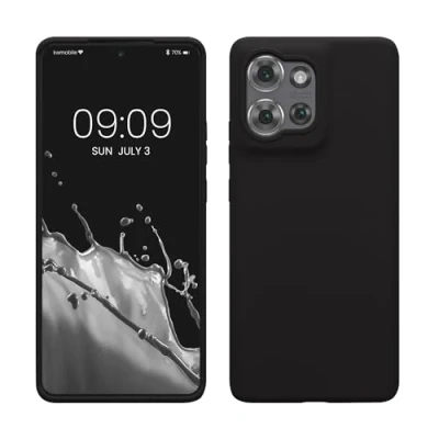 Abbildung von kwmobile Hülle kompatibel mit Motorola Edge 50 Silikon Handy Case Handyhülle weiche Oberfläche kabelloses Laden Schwarz